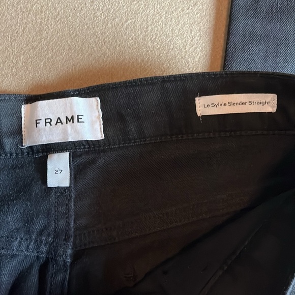 FRAME Le Sylvie Slender Straight Black Tonal Stripe Jeans - 27 - Picture 6 of 15